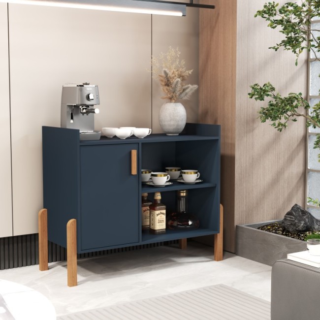 Aparador Buffet Multiuso com Porta e Nichos para Sala de Estar Cozinha Café Bar 75x79x38cm