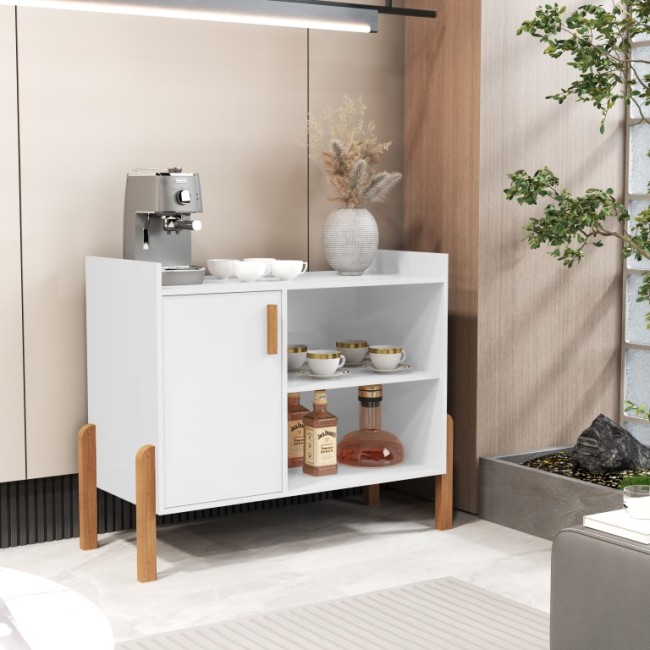 Aparador Buffet Multiuso com Porta e Nichos para Sala de Estar Cozinha Café Bar 75x79x38cm