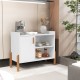 Aparador Buffet Multiuso com Porta e Nichos para Sala de Estar Cozinha Café Bar 75x79x38cm