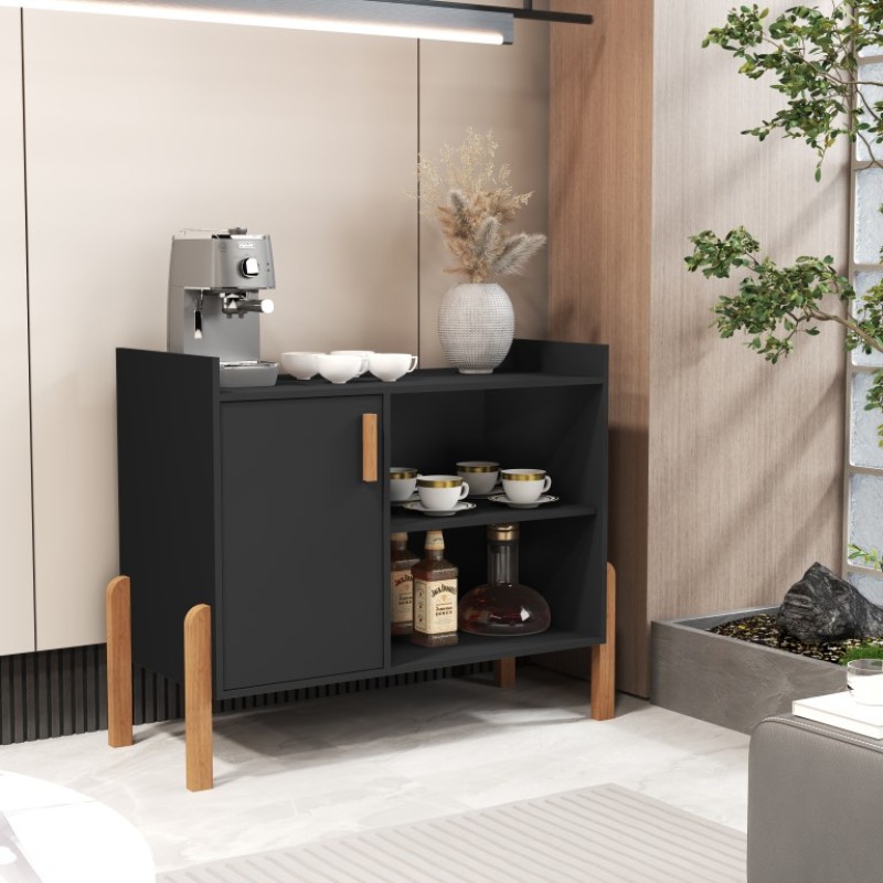 Aparador Buffet Multiuso com Porta e Nichos para Sala de Estar Cozinha Café Bar 75x79x38cm