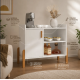 Aparador Buffet Multiuso com Porta e Nichos para Sala de Estar Cozinha Café Bar 75x79x38cm OFFWHITE / NATURE