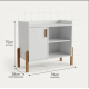 Aparador Buffet Multiuso com Porta e Nichos para Sala de Estar Cozinha Café Bar 75x79x38cm OFFWHITE / NATURE