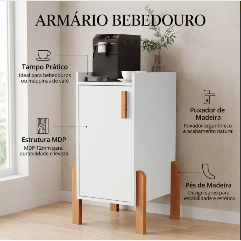Armário Bebedor Suporte Galão Gabinete Cozinha Canto Café CINZA