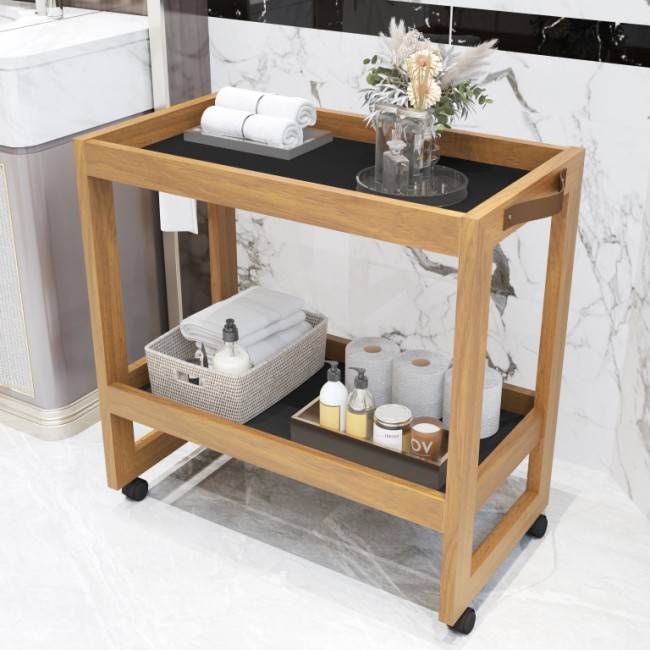 Carrinho Organizador Multiuso com Rodízios 2 Prateleiras para Banheiro Lavanderia Cozinha 67x65x35cm