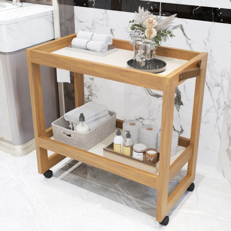 Carrinho Organizador Multiuso com Rodízios 2 Prateleiras para Banheiro Lavanderia Cozinha 67x65x35cm