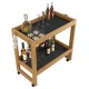 Carrinho Organizador Multiuso com Rodízios 2 Prateleiras para Banheiro Lavanderia Cozinha 67x65x35cm NATURE/ PRETO