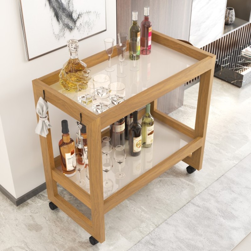 Carrinho Organizador Multiuso com Rodízios 2 Prateleiras para Banheiro Lavanderia Cozinha 67x65x35cm