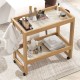 Carrinho Organizador Multiuso com Rodízios 2 Prateleiras para Banheiro Lavanderia Cozinha 67x65x35cm NATURE/ PEROLA