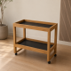 Carrinho Organizador Multiuso com Rodízios 2 Prateleiras para Banheiro Lavanderia Cozinha 67x65x35cm NATURE/ PRETO