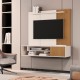 Painel Home Suspenso Para Tv Até 55 Polegadas Com Prateleira1 offwhite/ripado