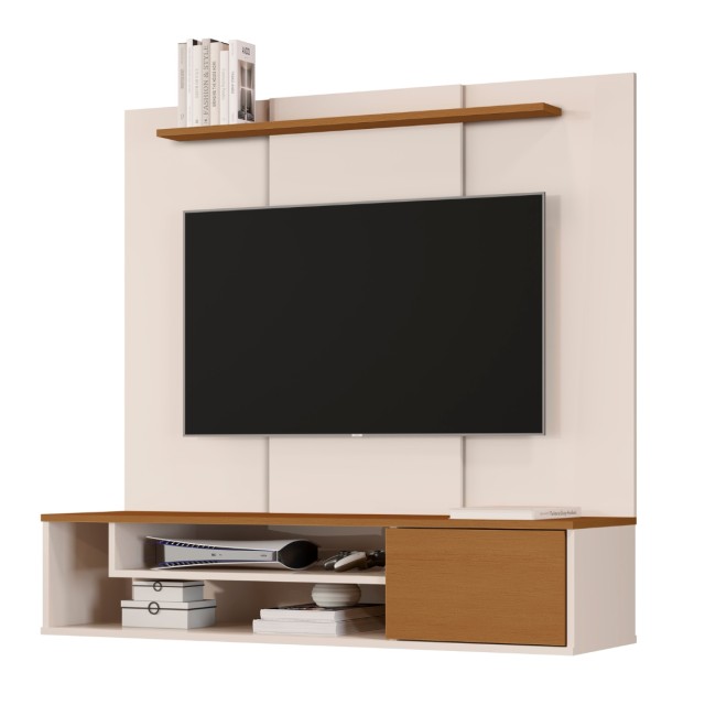 Painel Home Suspenso Para Tv Até 55 Polegadas Com Prateleira! offwhite/nature