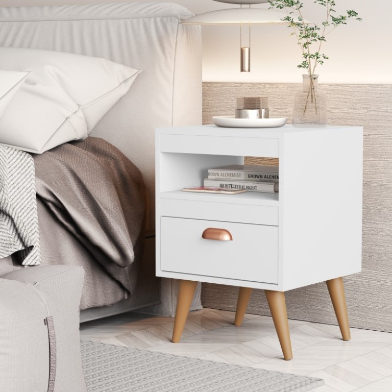 Kit 2 Mesas de Cabeceira, Conjunto Perfeito Para Renovar Seu Quarto BRANCO