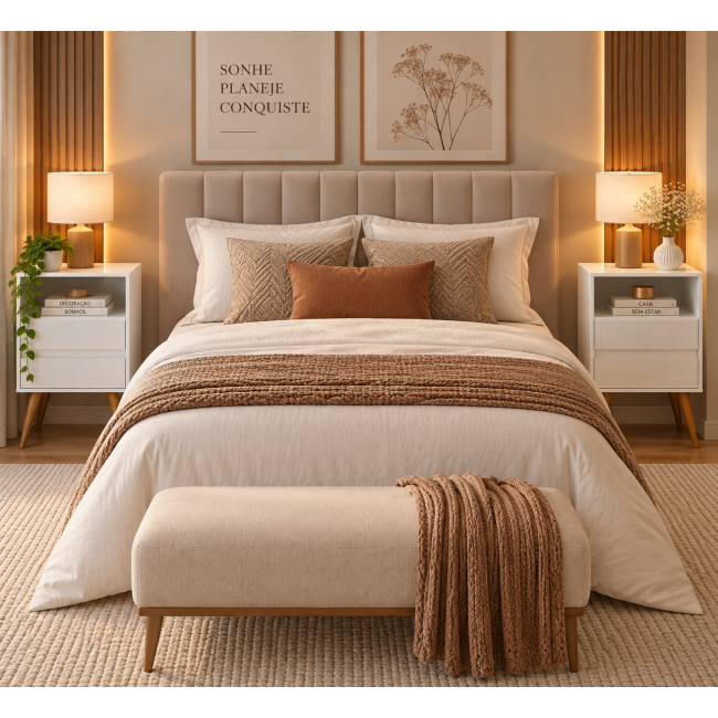 Mesa Cabeceira Quarto Luxo Suporte Solteiro Luxo Mdp Apoio BRANCO 