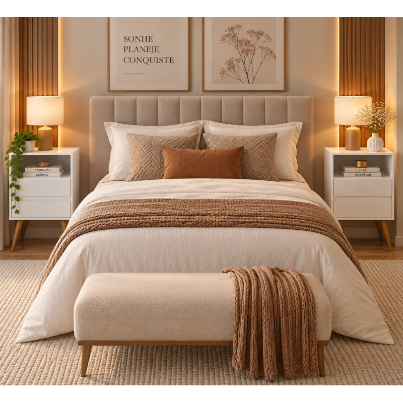 Mesa Cabeceira Quarto Luxo Suporte Solteiro Luxo Mdp Apoio BRANCO 