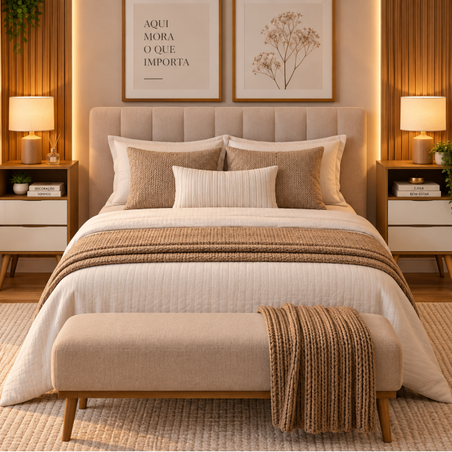 Mesa Cabeceira Quarto Luxo Suporte Solteiro Luxo Mdp Apoio CANELA/OFFWHITE