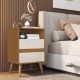 Mesa Cabeceira Quarto Luxo Suporte Solteiro Luxo Mdp Apoio CANELA/OFFWHITE