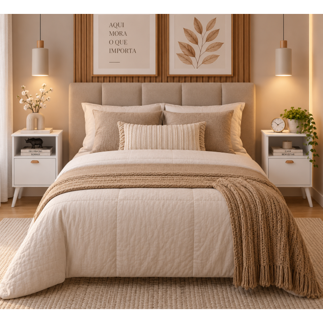 Mesa Cabeceira Quarto Luxo Suporte Casal Solteiro Luxo Mdp BRANCO