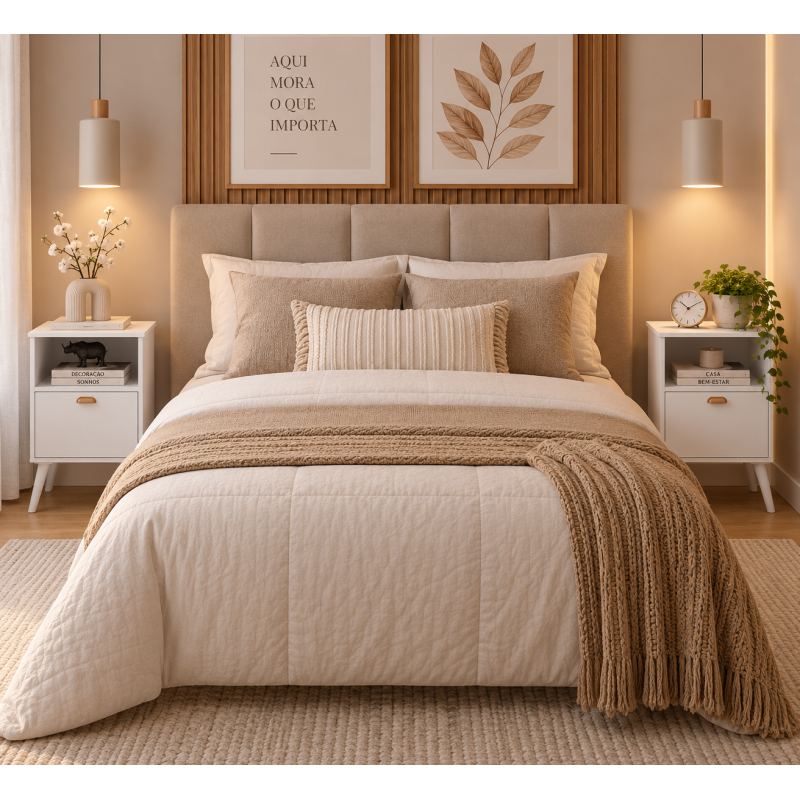Mesa Cabeceira Quarto Luxo Suporte Casal Solteiro Luxo Mdp BRANCO