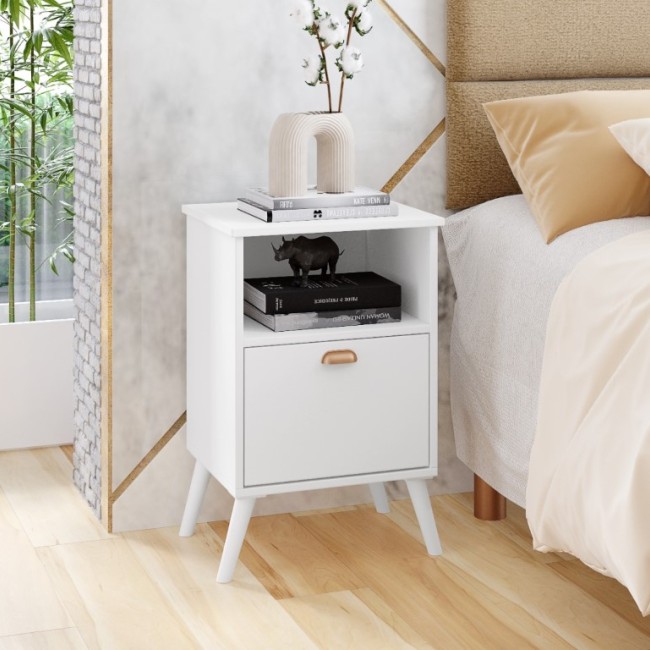 Mesa Cabeceira Quarto Luxo Suporte Casal Solteiro Luxo Mdp BRANCO