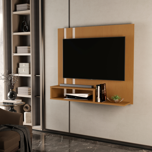 Painel para TV até 50” Pompéia | Sofisticação e Praticidade para sua Sala! Nature/offwhite