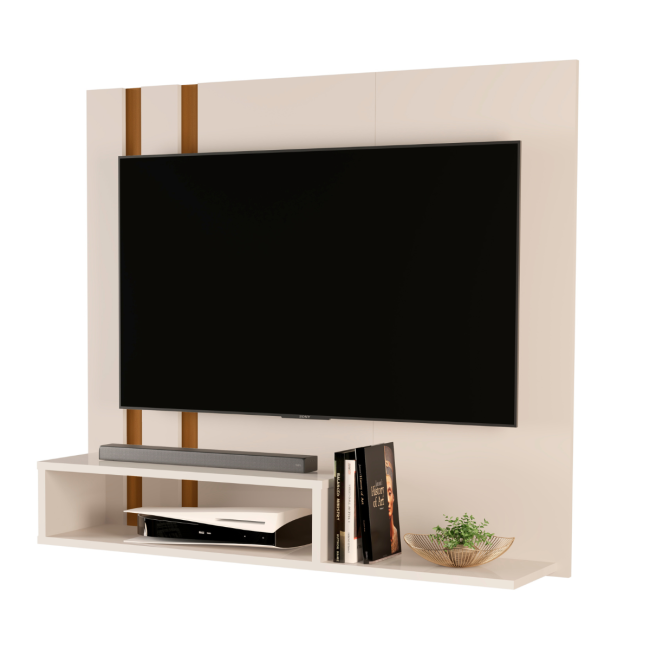 Painel para TV até 50” Pompéia | Sofisticação e Praticidade para sua Sala! Offwhite/nature