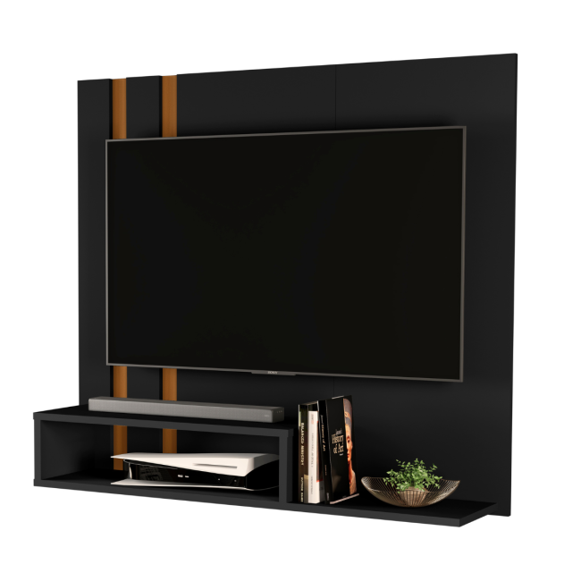 Painel para TV até 50” Pompéia | Sofisticação e Praticidade para sua Sala! Preto/offwhite