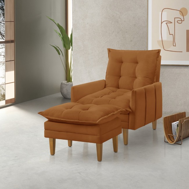 Poltrona khali com Puff Terracota