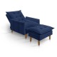 Poltrona khali com Puff AZUL 