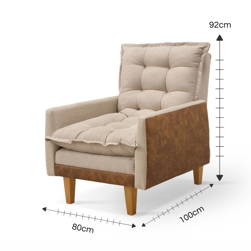 Poltrona Reclinavel Com Puff e corino