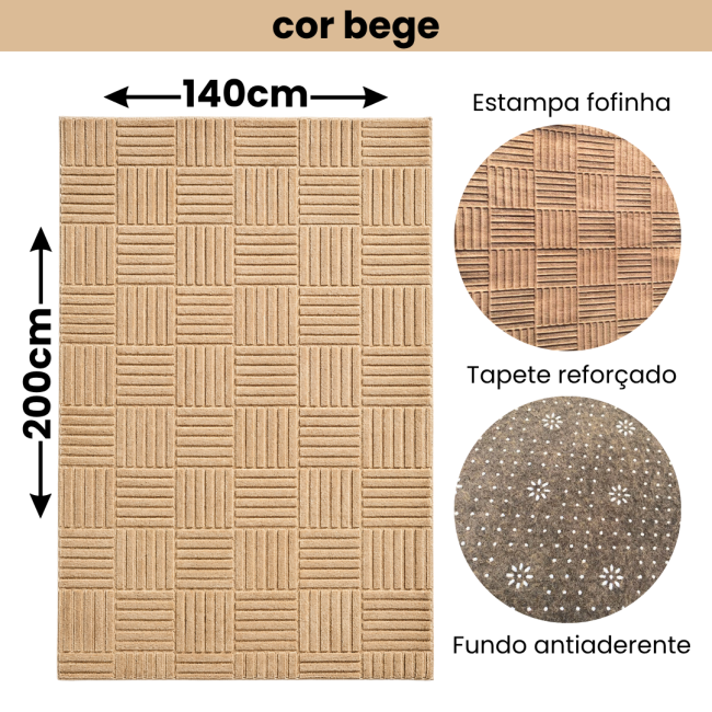 Tapete decorativo, sala, quarto, escritorio 140x200cm BEGE