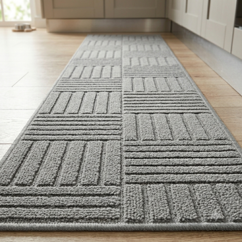 Tapete Passadeira Em Poliester 50cm x 200cm Cinza geometrico 